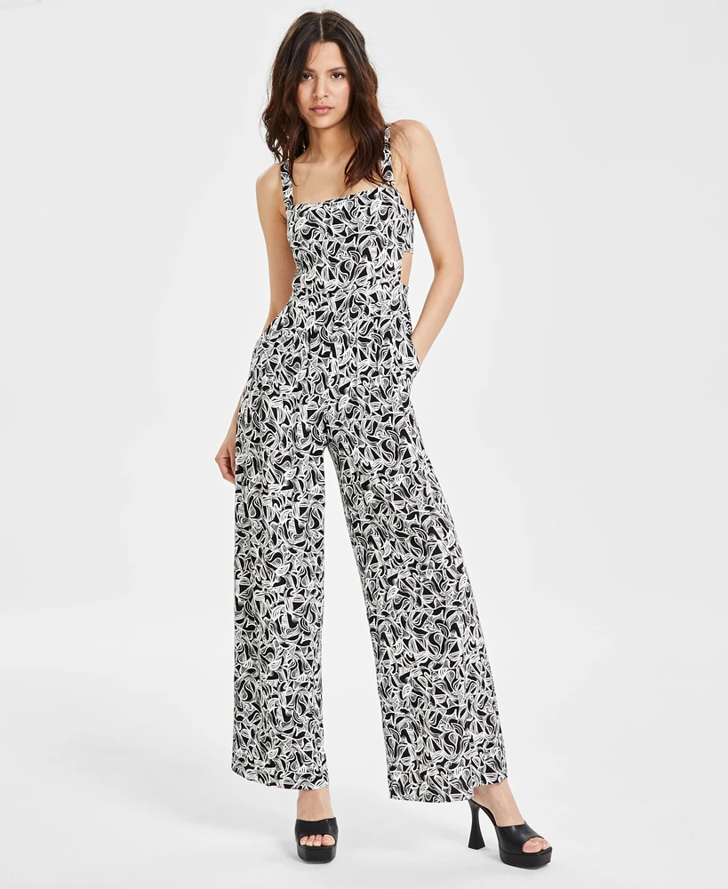 Bar Iii Women's Printed Cutout Jumpsuit, Created for Macy's