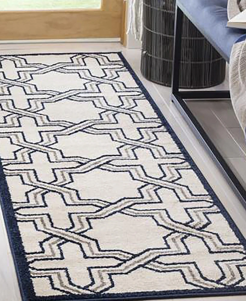 Safavieh Amherst AMT413 Ivory and Navy 2'3" x 7' Runner Area Rug