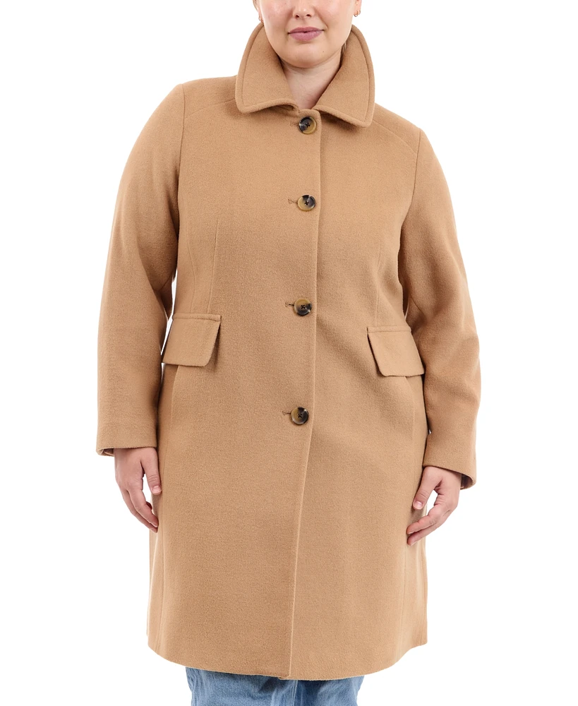 Anne Klein Plus Single-Breasted Walker Coat, Created for Macy's