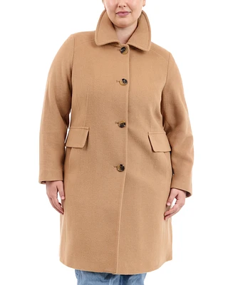 Anne Klein Plus Single-Breasted Walker Coat, Created for Macy's