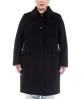 Anne Klein Plus Single-Breasted Walker Coat, Created for Macy's