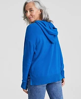 Charter Club Women's Solid 100% Cashmere Hooded Sweater, Regular & Petites, Created for Macy's