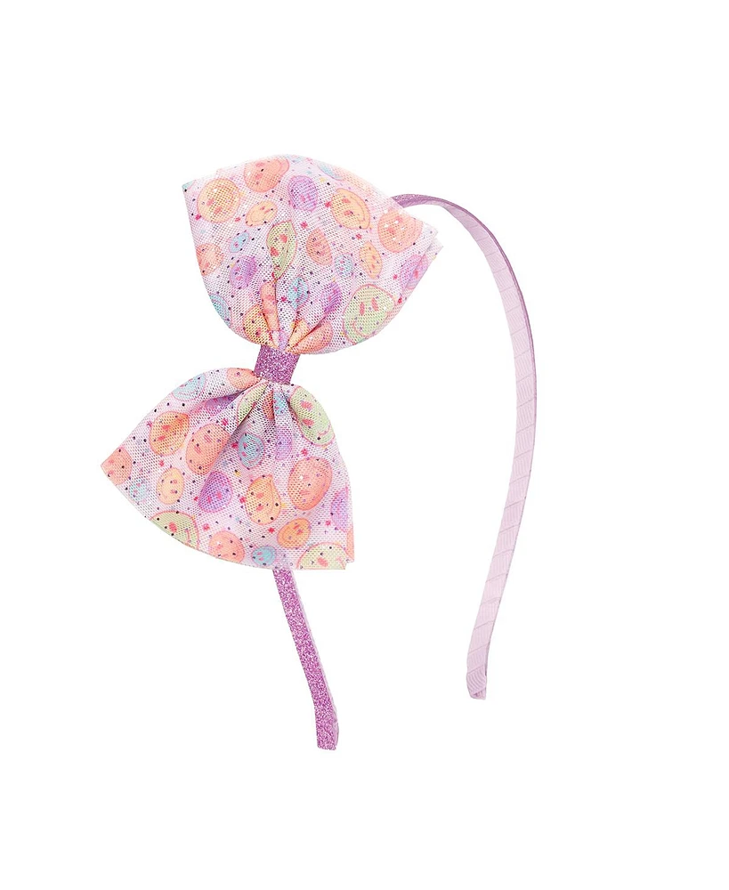 Sweet Wink Girls Smiley Face Tulle Bow Headband