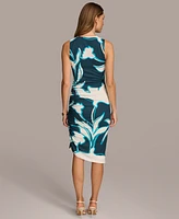 Donna Karan Women's Printed Cowlneck Sheath Dress