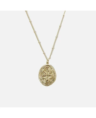 sanctuaire Oval Coin Medallion Cross Necklace