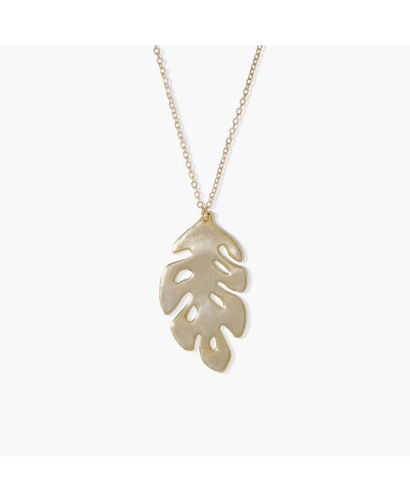 sanctuaire Sanctuary Project by Statement Palm Leaf Pendant Necklace Gold