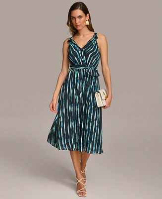 Donna Karan Women's Printed Belted A-Line Dress