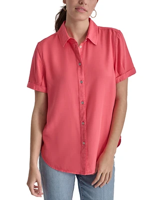 Dkny Jeans Women's Rolled-Sleeve Button-Up Shirt