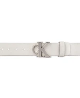 Calvin Klein Men's Plaque-Buckle Ck Logo Belt