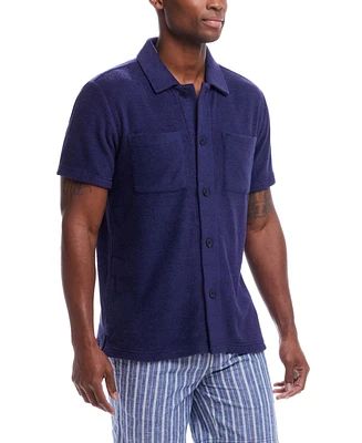 Weatherproof Vintage Men's Short Sleeve Solid Terry Button Down Shirt