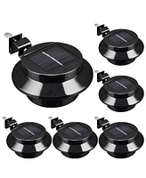 Yescom Led Solar Gutter Outdoor Wall Light Security Waterproof Garden Yard Pathway Stair Black 6 Pack