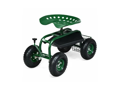 Slickblue 4-Wheel Rolling Garden Cart Work Seat