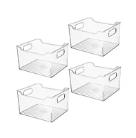 mDesign Deep Plastic Office Storage Bin w/Handles for Home Office, 4 Pack, Clear