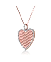 Genevive Sterling Silver 18K Rose Gold Plated Heart Pendant Necklace