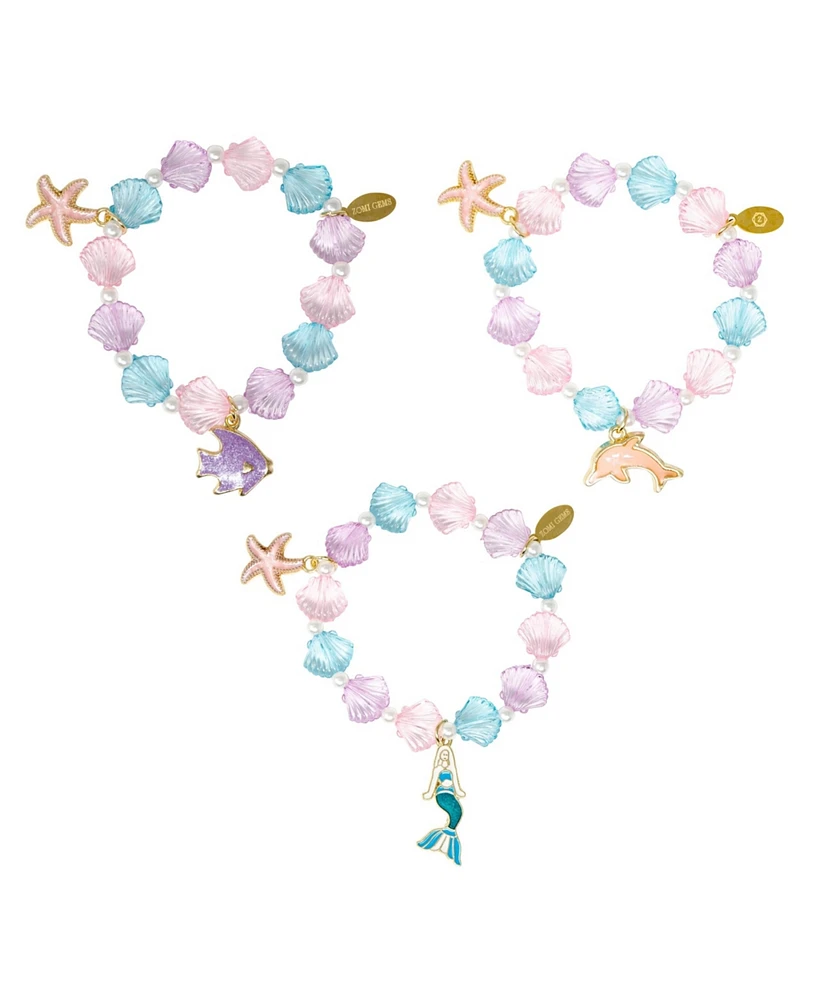 Tiny Treats + Zomi Gems Girls Mermaid Seashell Fashion Bracelet Set