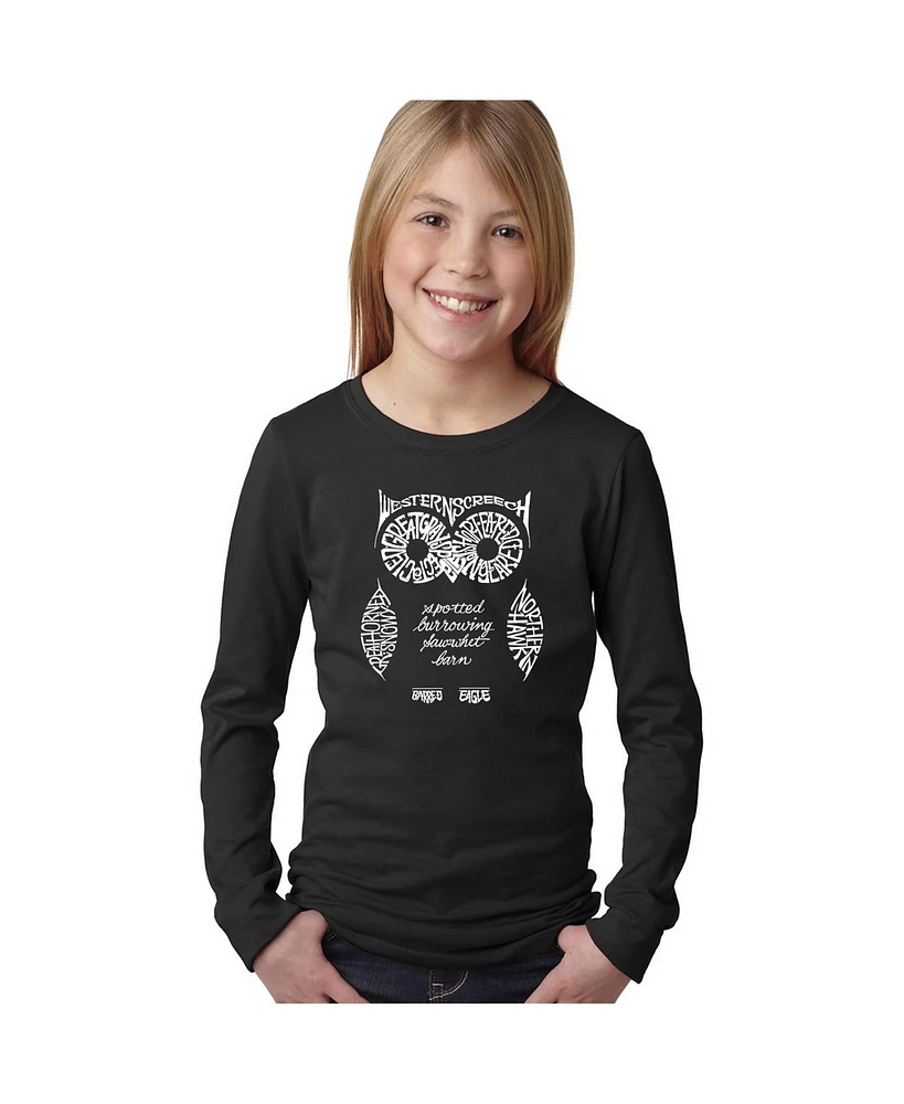 La Pop Art Girls Word Long Sleeve - Owl