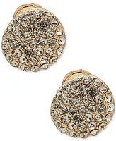 Anne Klein Gold-Tone Pave Cluster Clip-On Button Earrings