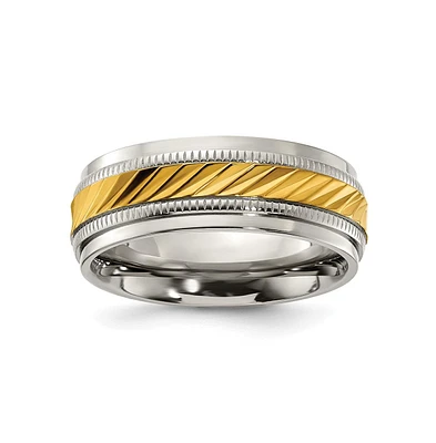 Chisel Titanium Yellow Ip-plated Center Wedding Band Ring