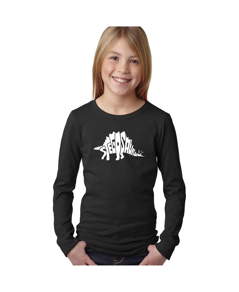 La Pop Art Girls Word Long Sleeve - Stegosaurus