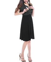 kimi + kai Maternity V-Neck Faux Wrap Nursing Dress