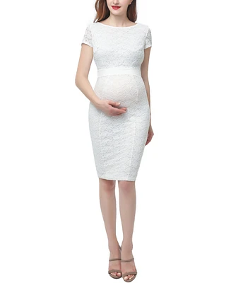 kimi + kai Maternity Lace Trim Midi Dress