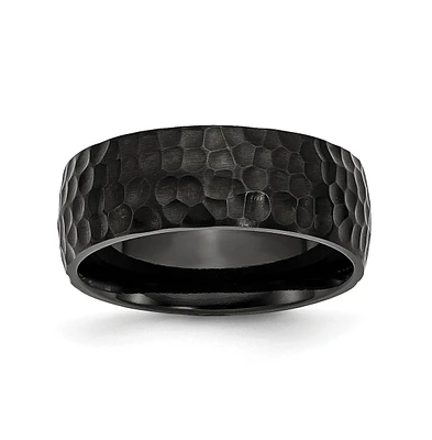 Chisel Titanium Brushed Hammered Black Ip-plated Wedding Band Ring