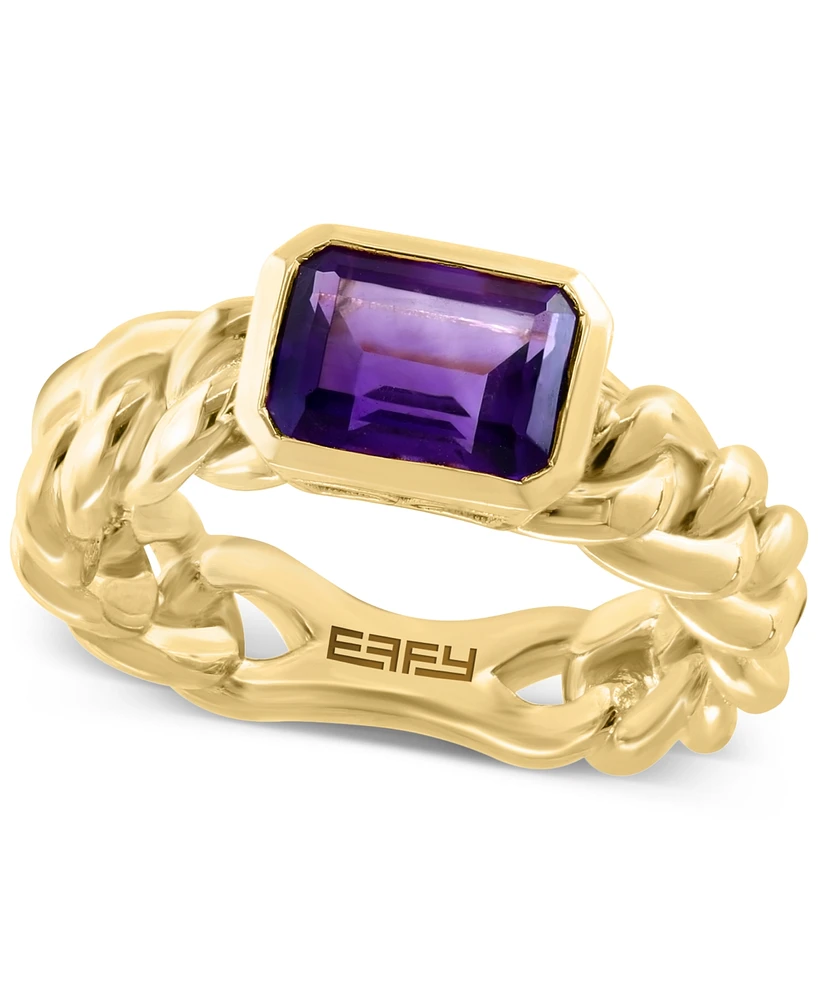 Effy Amethyst Chain Link Statement Ring (1-3/8 ct. t.w.) in Gold-Plated Sterling Silver