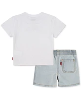 Levi's Little Boys Beach Logo T-Shirt & Denim Shorts, 2 Piece Set