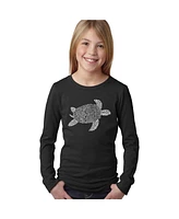 La Pop Art Girls Word Art Long Sleeve - Turtle