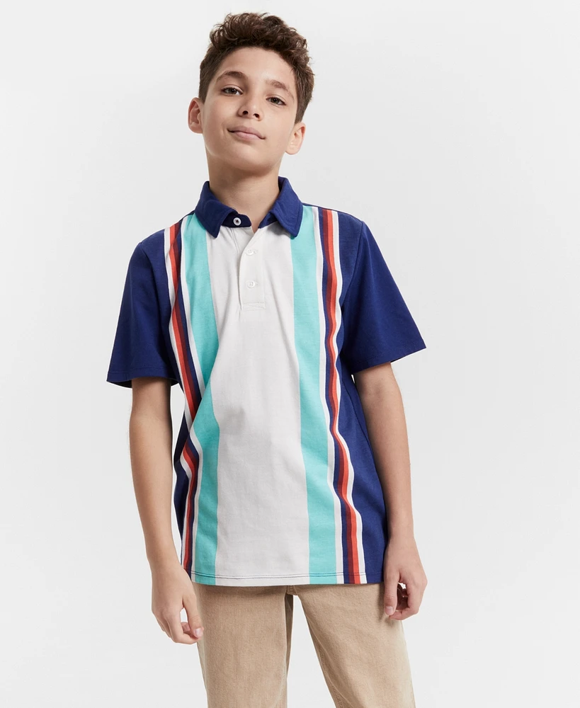 Epic Threads Little and Big Boys Retro Vertical-Stripe Polo Shirt, Created for Macy's