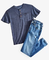 Epic Threads Little and Big Boys Solid Washed Henley T-Shirt, Created for Macy's