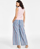 Nautica Jeans Women's Striped Elastic-Waist Wide-Leg Pants