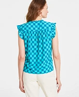 On 34th Women's Sleeveless V-Neck Ruffle Top