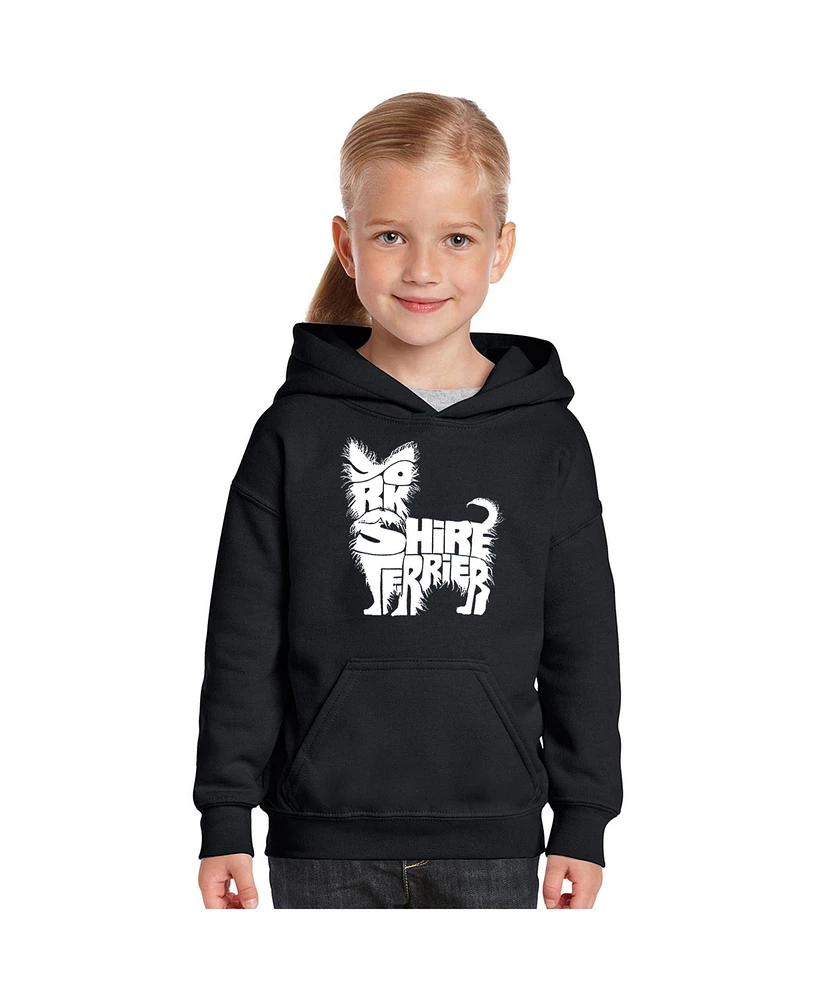 La Pop Art Girls Word Hooded Sweatshirt - Yorkie