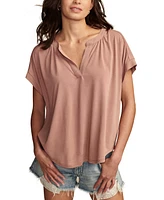 Lucky Brand Women's Solid Sandwash Notch Top