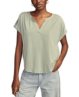 Lucky Brand Women's Solid Sandwash Notch Top