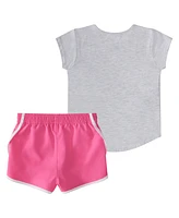 adidas Baby Girls Two-Piece Essential Heather Tee Woven Short Set