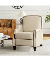 Hulala Home Hickey Modern Genuine Leather Recliner with Nailhead Trim