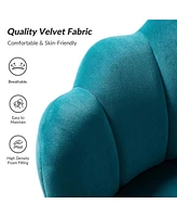 Modern Velvet Barrel Chair with Channel Tufted Back