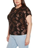 Belldini Plus Foil-Printed Keyhole Top