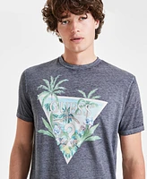 Guess Men's Triangle Palm Tree Logo Graphic T-Shirt