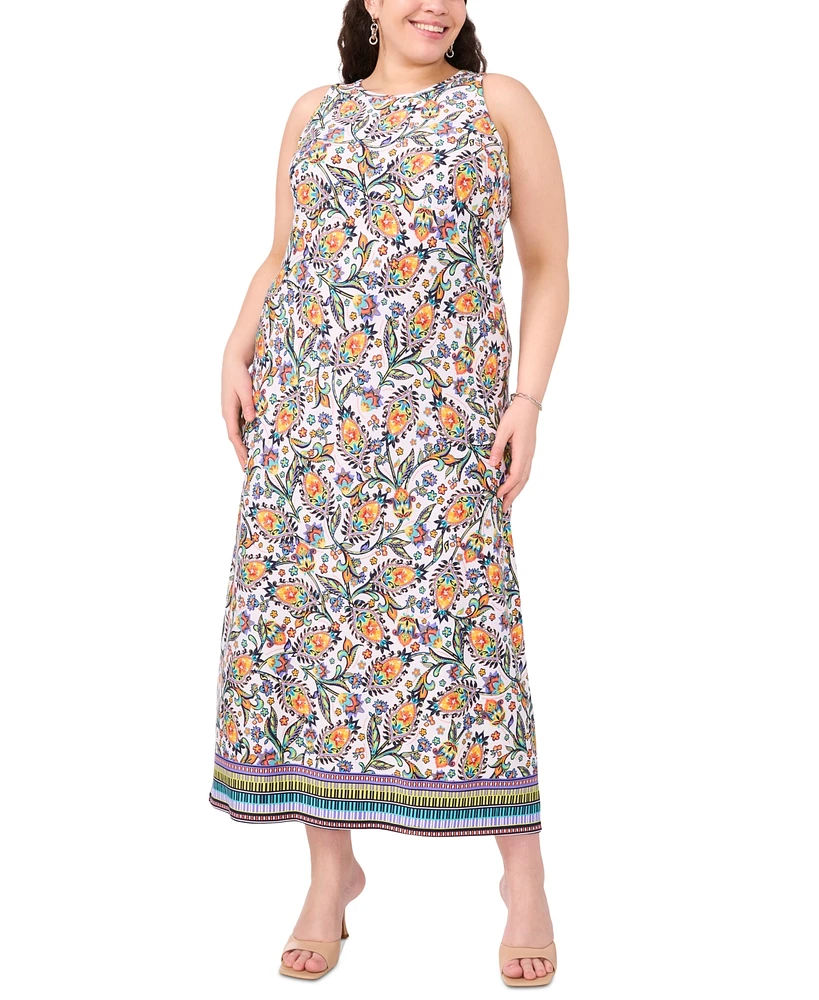 Msk Plus Printed Round-Neck Sleeveless Maxi Dress