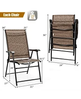 Sugift 2 Pieces Outdoor Patio Folding Chair with Armrest for Camping Garden