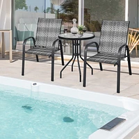 Sugift Set of 6 Outdoor Pe Wicker Stackable Chairs with Sturdy Steel Frame