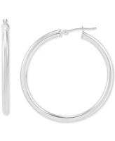 Polished Thin Tube Hoop Earrings (3mm) 14k Gold (40mm)