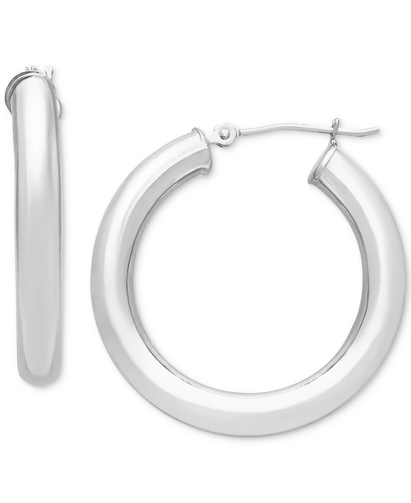 Polished Tube Hoop Earrings 14k Gold (25mm)