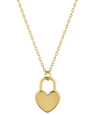 Giani Bernini Polished Heart Padlock Pendant Necklace, 16" + 2" extender, Created for Macy's