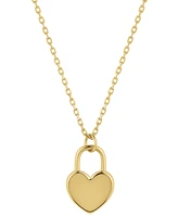 Giani Bernini Polished Heart Padlock Pendant Necklace, 16" + 2" extender, Created for Macy's