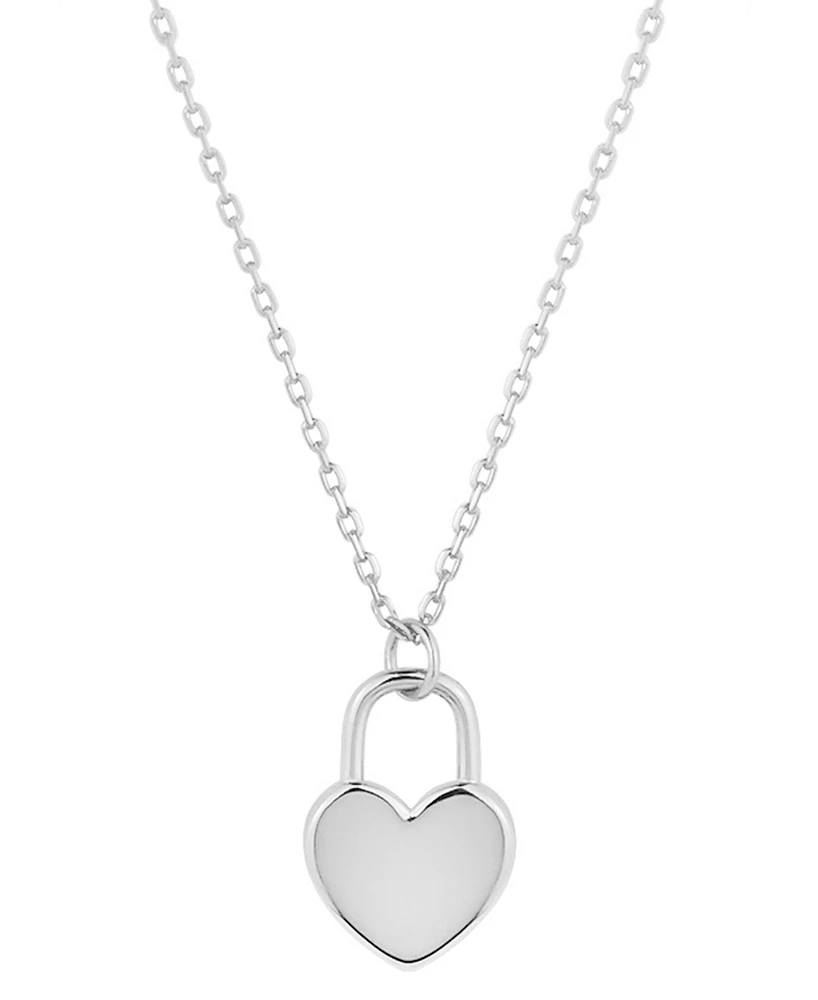 Giani Bernini Polished Heart Padlock Pendant Necklace, 16" + 2" extender, Created for Macy's