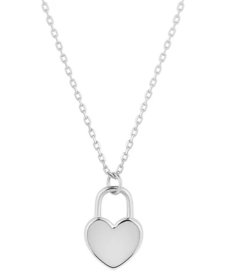 Giani Bernini Polished Heart Padlock Pendant Necklace, 16" + 2" extender, Created for Macy's